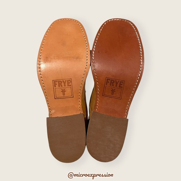 RARE FRYE Banana Tan Leather Campus Lug LaceUp Vintage Knee High Equestrian Boot - Picture 14 of 16